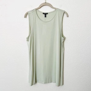 Eileen Fisher Size Medium M Mist Green Crew Neck Long Tank Top NWT Lagenlook - Picture 1 of 10