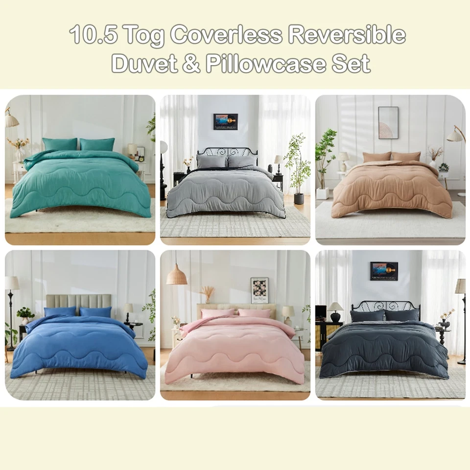 Brilars Reversible Coverless Duvet 10.5 Tog Soft Quilt Bed with Match Pillowcase - Image 1 of 1