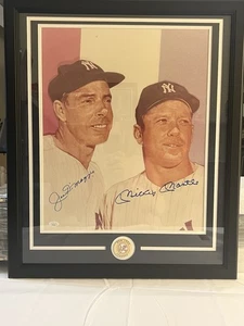 Joe DiMaggio Mickey Mantle Yankees Autographed Framed 16x20 Poster W/ JSA LOA - Picture 1 of 6
