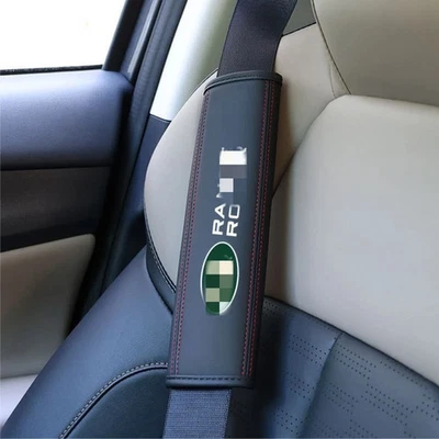 2 x автомобиля ремня безопасности чехол наплечные подушечки протектор из черной кожи подходит для Land Rover - Изображение 1 из 4