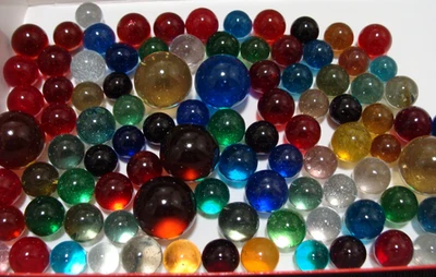 100 Glass Marbles Vintage Vitro Agate Akro Marble King Clearie Jewel Gems Sweet - Image 1 of 3