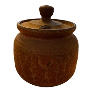 Ceramica Boho Studio Vintage Artigianale? Merce Bizen? Barattolo e coperchio firmato dall'artista - Foto 1 di 11