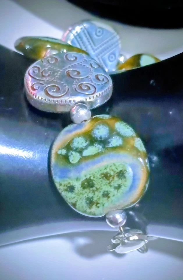 Brazalete vintage Brighton piedra verde ágata y plata talla 7 Foto 1 de 4