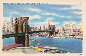 Puente de Brooklyn y horizonte de Manhattan, Nueva York, Nueva York PC de colección - Imagen 1 de 2