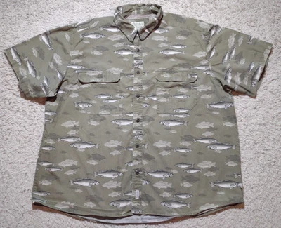 Camisa Ventilada Cabelas Para Hombres 2XL Verde Manga Corta Estampado de Peces Algodón Exterior Foto 1 de 4