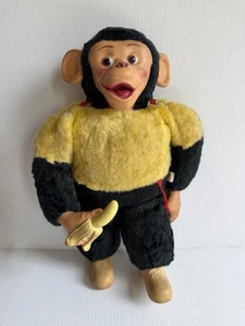 Scimpanzé scimmia peluche Mr Bim Zippy vintage con faccia in gomma e banana giocattolo superiore novità - Foto 1 di 15