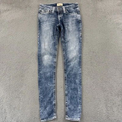 Pantalones de mezclilla para mujer Big Star 25L azul Jenae tiro bajo lavado ácido ajustados informales Foto 1 de 4