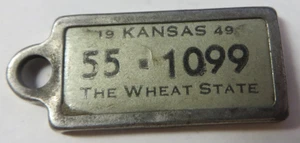 Vtg 1949 KANSAS License Plate DAV Tag Keychain Fob #55-1099 Disabled Amer Vets - Picture 1 of 6