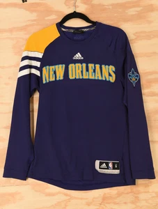 New Orleans Hornets Adidas 2011-12 squadra emessa tiro RARO! Camicia L/S Taglia S - Foto 1 di 13