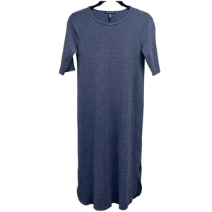 Vestido Camiseta Eileen Fisher Para Mujer Talla XS Azul Acanalado Manga Corta Lagenlook - Imagen 1 de 5