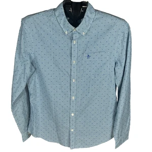 Camisa Original Penguin Heritage Calce Ajustado Para Hombre Abotonada Azul Aqua Puntada Mediana - Imagen 1 de 9