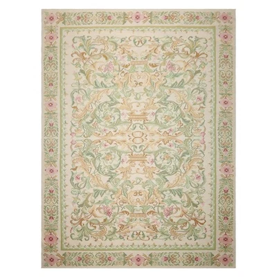 8'6''x11'8" Ivory Hand Woven Kilim Traditional Floral Wool Oriental Area Rug - Image 1 of 4