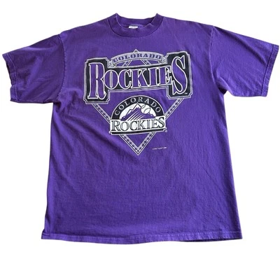 Vintage Colorado Rockies T Shirt Mens Size XL 90s 1995 100% Cotton Purple - Image 1 of 4