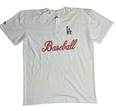 CAMISETA DE BÉISBOL, LA Dodgers Cuello Dos Botones, Nueva/Etiqueta, Talla HOMBRE PEQUEÑA/JUVENIL XL Foto 1 de 2