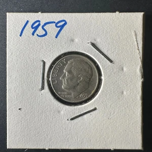 Moneda de diez centavos Roosevelt 1959 en estado bastante bueno detalle plateado - Imagen 1 de 4