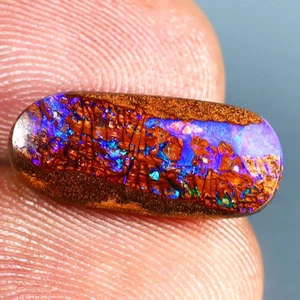 3,51 ct ovaler Cabochon (17 x 7 mm) mehrfarbiger australischer Koroit Boulder Opal - Bild 1 von 1