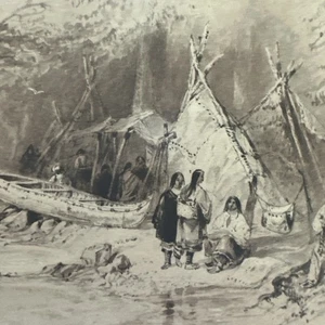 Tarjeta de Navidad de Colección Mcm Personas Nativos Americanos Wigwam William Henry Bartlett - Imagen 1 de 5