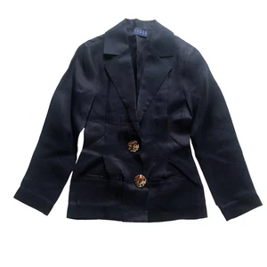 Albus Lumen Jacket 8 Navy Blue Silk Blazer Mesh Australia Leopard Button Luxury - Picture 1 of 7
