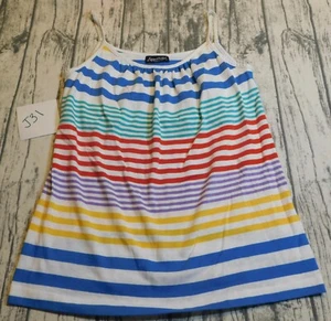 VTG 80's SHIRT TANK TOP W BUILT IN BRA RAINBOW STRIPES MADE USA WOMENS L XL J31 - Picture 1 of 8