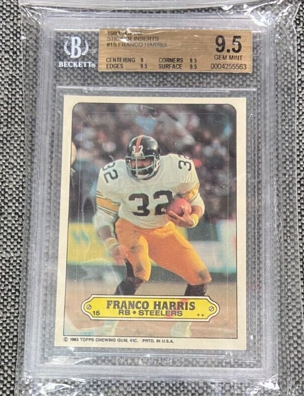1983 Topps Sticker Insert Card #15 Franco Harris Graded beckett 9.5 GEM 111022 - Image 1 of 2