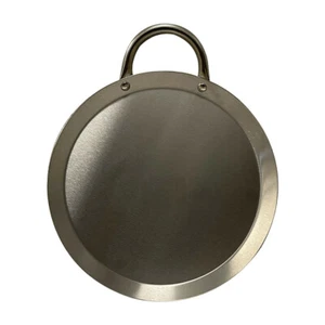 11" Stainless Steel Round Serving Platter Ottoman Tray with Side Handle - Picture 1 of 5