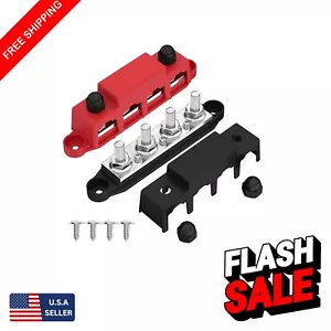 Upgrade 250A 12V Bus Bar Terminal Block with Four 3/8" Studs & Protective Cover - Picture 1 of 8