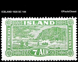 ICELAND 1922 SC 144 LANDING THE MAIL YELLOW GREEN 7a MNH OG FINE/VERY FINE - Picture 1 of 2