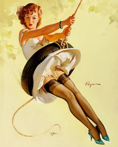 Gil Elvgren Pin-Up "Swingin' Sweetie" 8"x10" Reproduction Art Print 8x10 - Picture 1 of 3