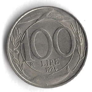1994 Italy 100 Lire World Coin - KM# 159 - Picture 1 of 2