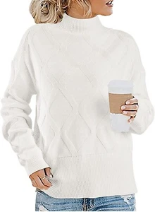 Women's Turtleneck Oversized Sweaters Long Sleeve Light Pullover Sweater Fall M - Picture 1 of 6