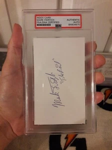 MARK FIDRYCH SIGNED INDEX CARD PSA/DNA SLABBED W THE BIRD INSCRIPTION TIGERS - Picture 1 of 6