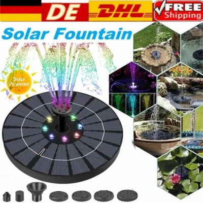 LED Solar Pumpe mit Akku Teich Brunnen Springbrunnen Fontäne Garten Wasserspiel - Bild 1 von 4
