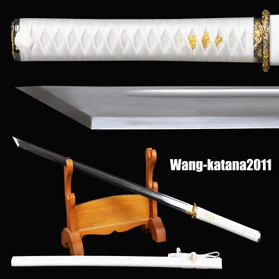 Espada recta ninja afilada blanca pura japonesa 1095 acero lista para la batalla Foto 1 de 4