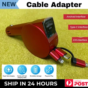 USB Retractable Fast Charging Car Charger Power Adapter for iPhone melb - Picture 1 of 8