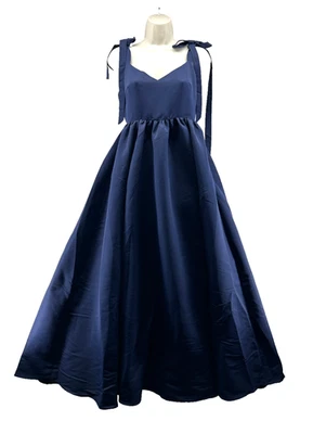 Vestido Sachin & Babi Elanor Talla 2 Azul Marino Pajarita Correas Tafetán Formal Noche Foto 1 de 4