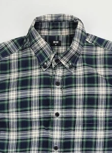Uniqlo Gr. XS Herren grün weiß kariert Button Dowm Langarm Baumwolle Tasche Hemd - Bild 1 von 9