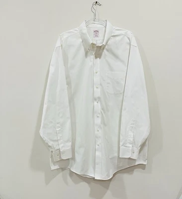 Camisa Brooks Brothers Para Hombre 2XL 18 35 Blanca Sólida Tradicional Vestido Abotonada Usada en Excelente Condición Foto 1 de 4