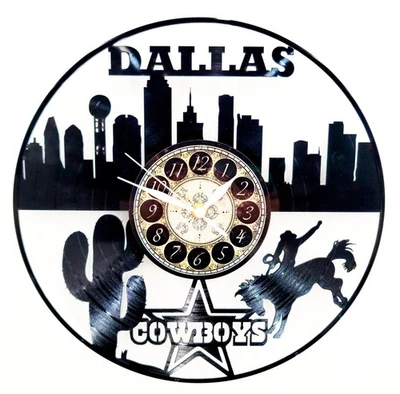 DALLAS COWBOYS | Reloj Disco Vinilo | Regalo Arte Pared Fútbol | ENVÍO GRATUITO Foto 1 de 3