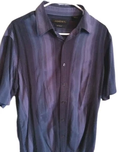 AXIST Silk Touch Men's Medium Navy Short Sleeve Button-Down Shirt Casual Modal - Picture 1 of 8