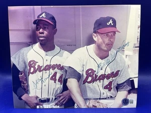 Hank Aaron Eddie Mathews Atlanta Braves autographed 8x10 photo Becket BAS Auth - Picture 1 of 5