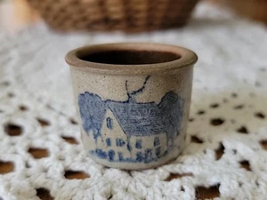 Vintage Miniature Salt Glaze Crock Blue Homestead HouseAccents 1 3/4"w×1 1/2"t - Picture 1 of 7