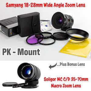 Samyang 18-28mm f/4-4.5 Wide Zoom Lens ➕ Soligor MC C/D 35-70mm Macro - PK Mount