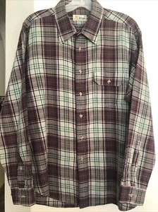 PRINGLE OF SCOTLAND British plaid purple green wool cotton button shirt XL 44 - Picture 1 of 7