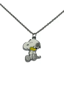 Collana con ciondolo in metallo con ciondolo personaggi dei cartoni animati Snoopy e Woodstock - Foto 1 di 1