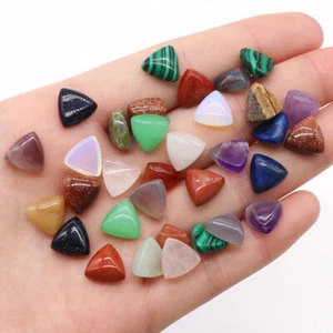10mm Chakra Triangle Cabochon Beads Natural Mixed Gemstone CAB Flatback Reiki - Picture 1 of 30