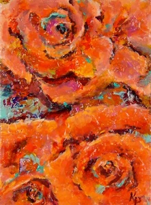 ACEO ATC Signed Print “Coral Abundance “ Floral Art Card Artist Trading Card - Picture 1 of 1