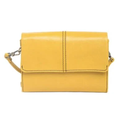 New HOBO Jetty Convertible Leather Shoulder Bag Mustard Yellow Sunflower Cross - Image 1 of 4