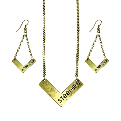 PITTSBURGH STEELERS GOLD CHEVRON NECKLACE & EARRINGS SET FROM LITTLE EARTH Cover