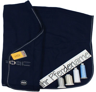 Abschwitzdecke - MADRID - auf Wunsch individuell bestickt, dunkelblau, HKM - Bild 1 von 4