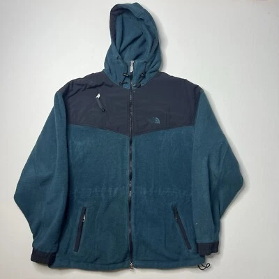 Vintage The North Face Denali Fleece Jacket Hooded USA Made Large Green Teal - Image 1 of 4